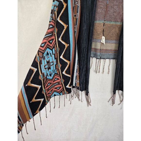 Billabong Womens Southwestern Open Front Knit Sweater Cardigan Small Aztec Boho - Picture 5 of 9